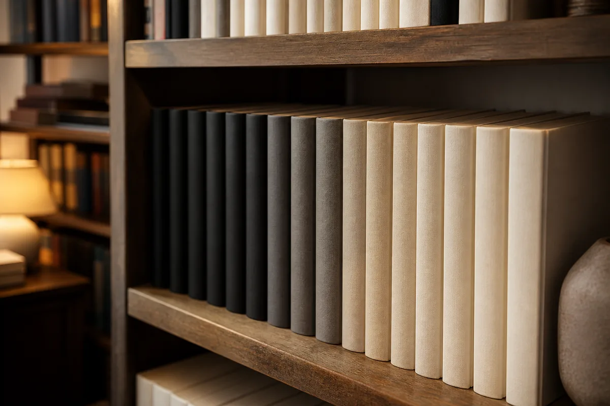 Série de romans alignés sur une étagère avec les tomes numérotés visibles